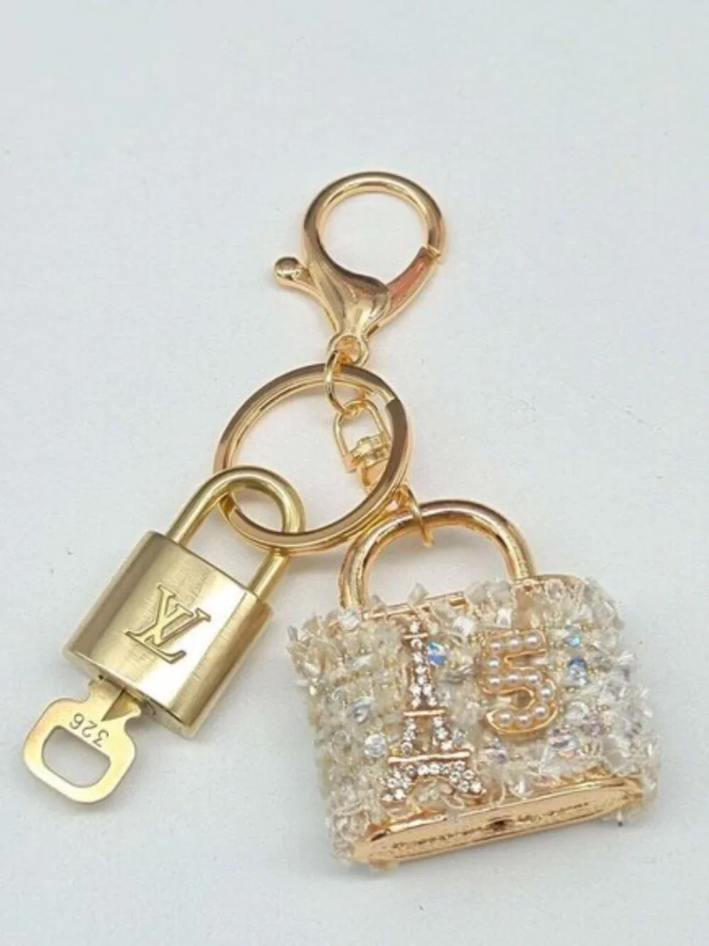 Louis Vuitton Authentic Gold Lock 🔒 Unbranded Tweed Bag Keychain Charm for Bags
